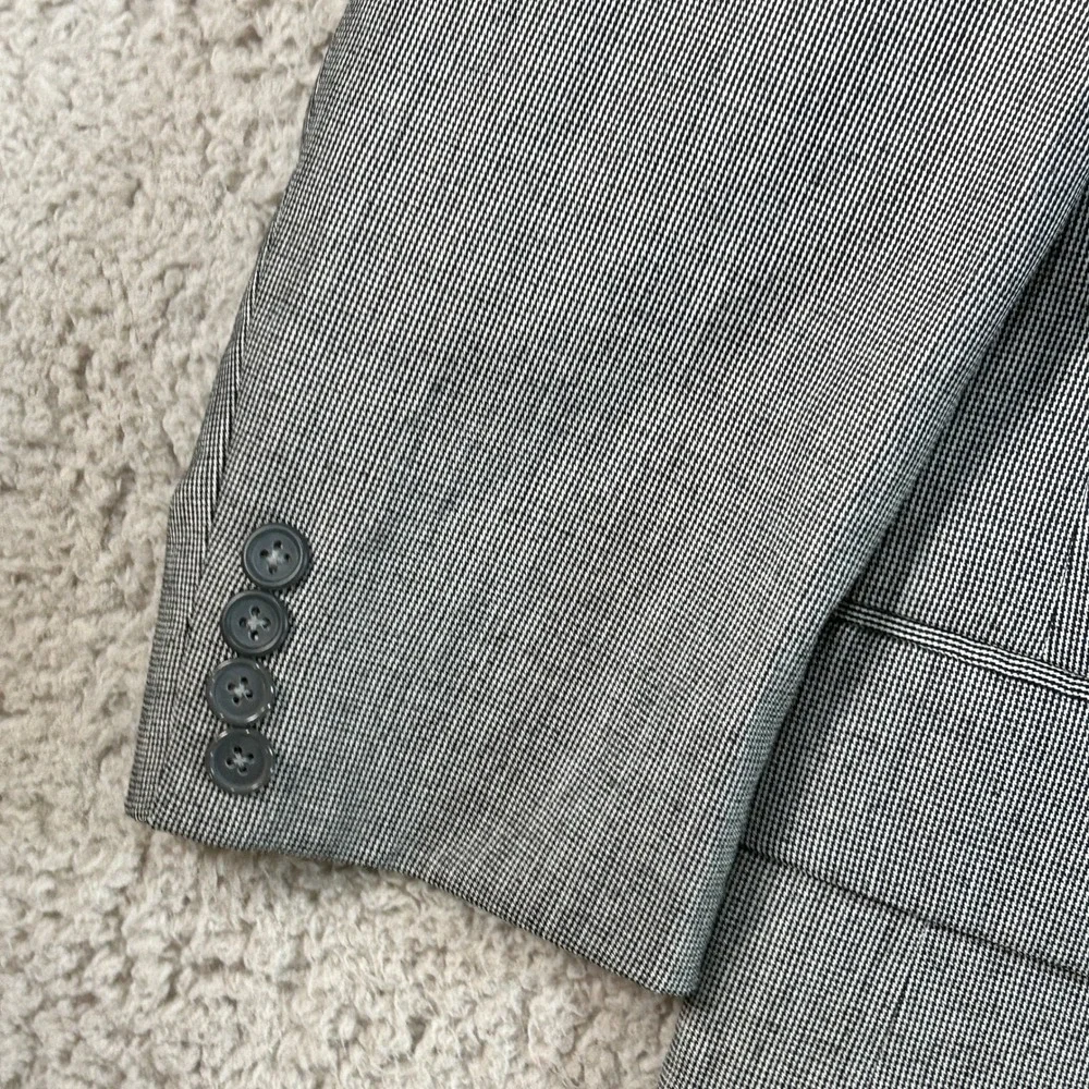 Marzotto by David Bios Mens 40S Wool Blazer Jacket Grey Micro Pattern Italy